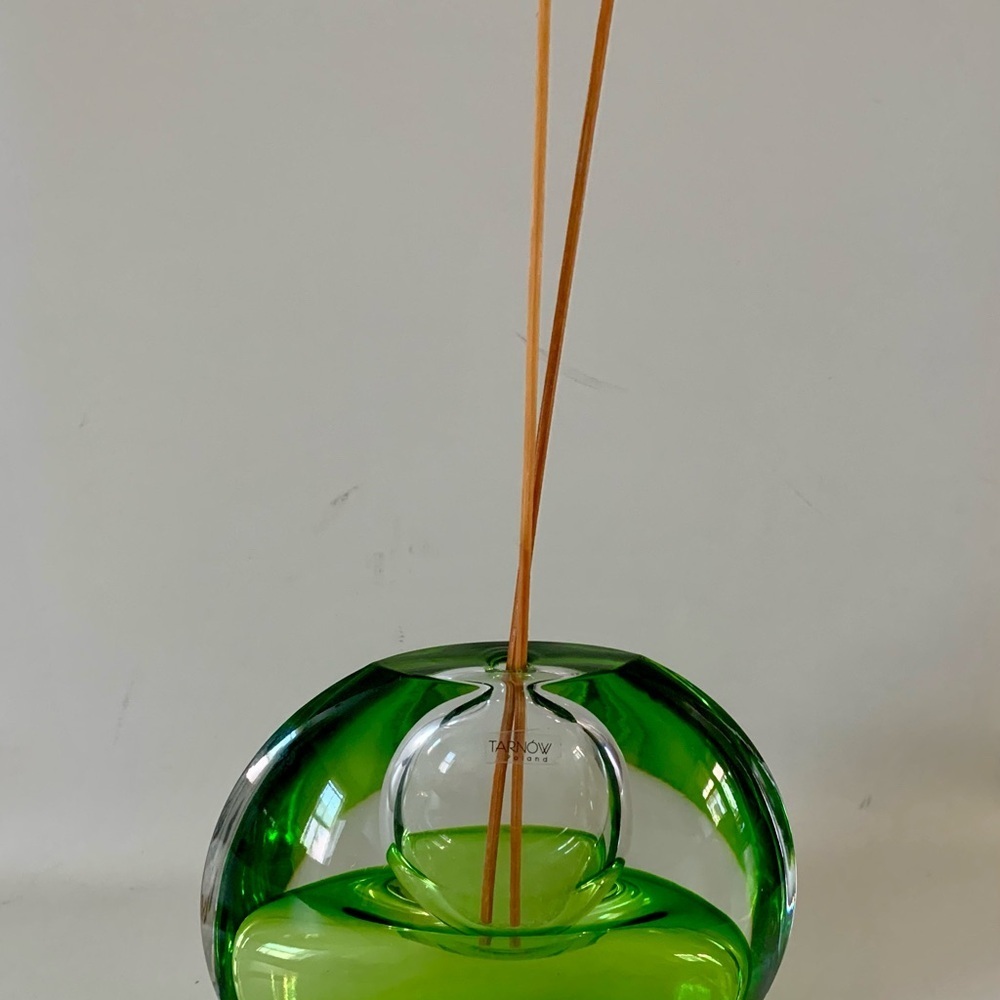 Tarnow Poland Oil Scent Vase Emerald Green Crystal Glass